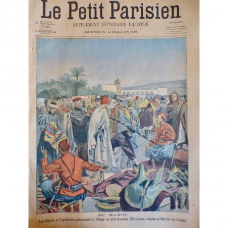 1907 PP MAROC MARCHÉ TANGER OBJET TAPISSERIE PILLAGE FORTERESSE ERRAISOULI