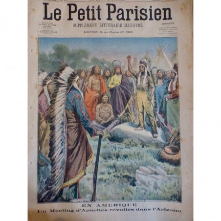 1907 PP ARIZONA AMERIQUE MEETING INDIEN APACHE REVOLTE COIFFE PLUMES