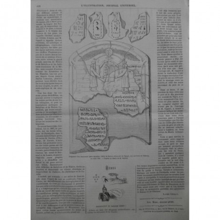 1866 I MONUMENT PERSO-EGYPTIEN FRAGMENT DECOUVERTE EGYPTE HIEROGLYPHE