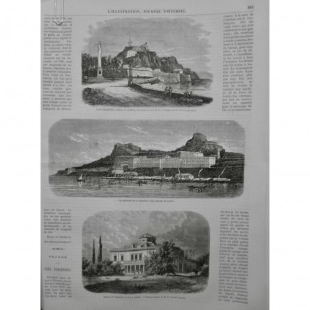 1866 I ILES IONIENNES ROI CORFOU MAISON CITADELLE OBELISQUE SIR HOWARD DOUGLAS