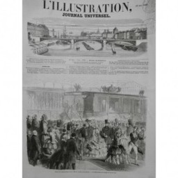 1857 I CHEMIN FER LYON TRAIN DEBARCADERE RETOUR FONTAINEBLEAU ROI BAVIERE