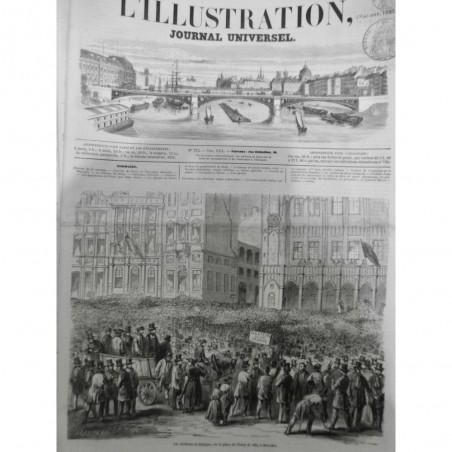 1857 I BELGIQUE ELECTION ELECTORAT VOTE SCRUTIN RASSEMBLEMENT BRUXELLES