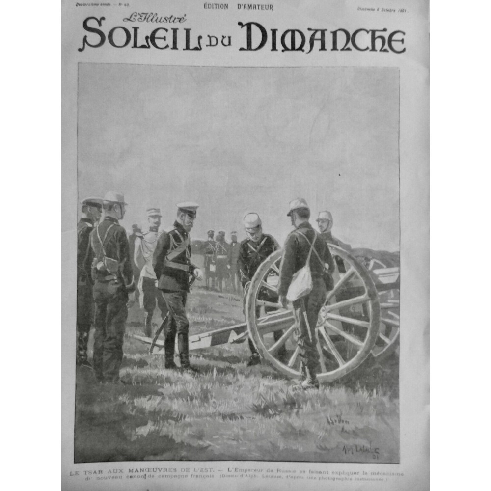 1901 SDD RUSSIE TZAR MANOEUVRE L EST MECANISME CANON CAMPAGNE FRANCAIS