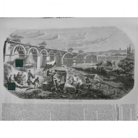 1857 I CHEMIN FER CONSTRUCTION LIGNE PARIS MULHOUSE VIADUC NOGENT MARNE