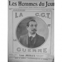 1915 HJ PERSONNALITES LEON JOUHAUX CGT SECRETAIRE GENERAL GUERRE PORTRAIT