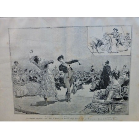 1887 MI THEATRE ILLUSTRE FERIA SEVILLA SPECTACLE AGOUST DANSE DESSIN MARIE