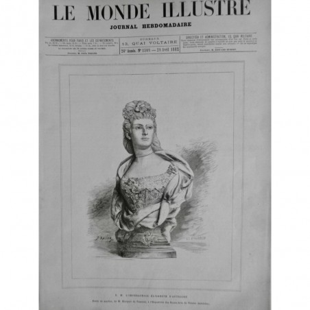 1882 MI ROI REINE PRINCE IMPERATRICE ELISABETH D'AUTRICHE BUSTE MARBRE MARQUET