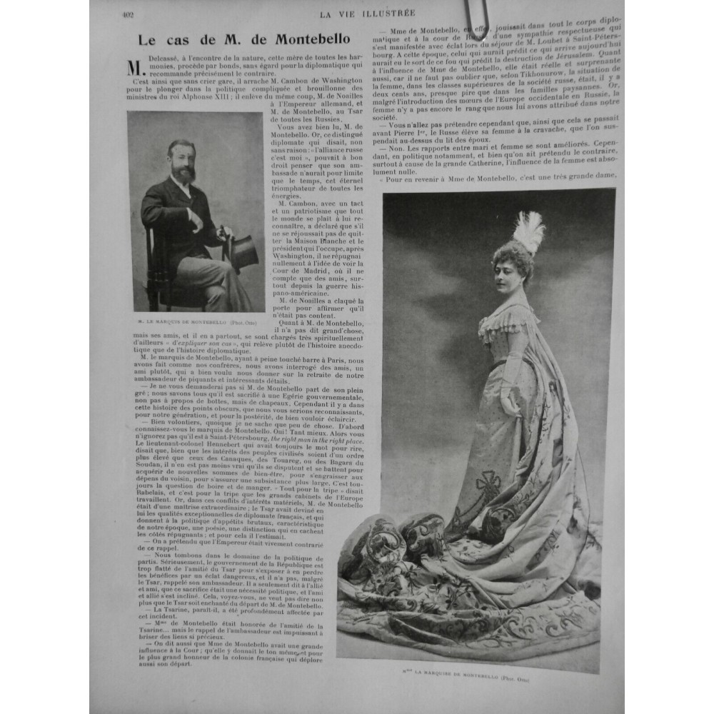 1902 VI ROI REINE PRINCE MARQUISE MONTEBELLO COUR INFLUENCE PHOTO OTTO