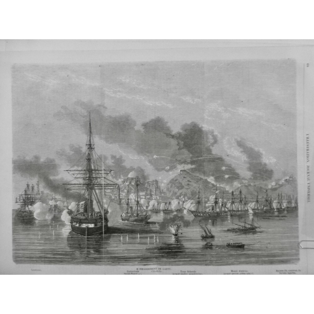 1861 I GAETE BOMBARDEMENT FLOTTE NAVALE CANON TOUR ORLANDO