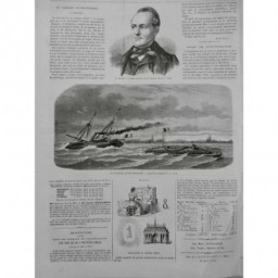 1864 I NAVIRE SOUS MARIN PLONGEUR BRUN HELICE TOURELLE OBSERVATION CAVOL