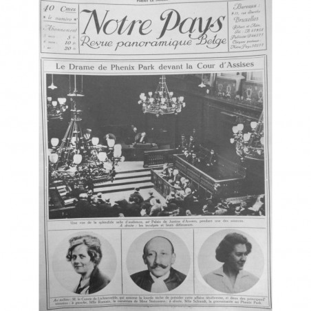 1923 NP DRAME PHENIX PARK COUR ASSISE TRIBUNAL ANVERS AUDIENCE AVOCAT INCULPES