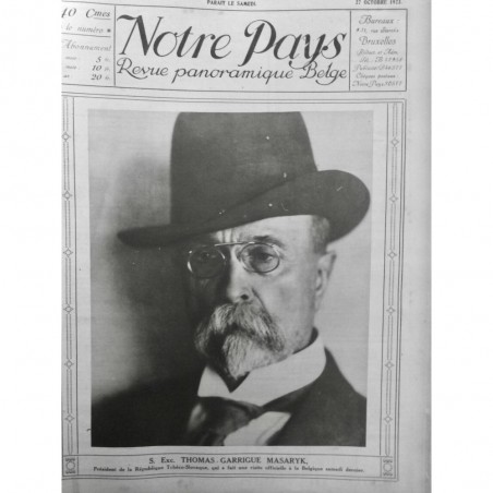 1923 NP THOMAS GARRIGUE MASARYK PRESIDENT REPUBLIQUE TCHECO-SLOVAQUE PORTRAIT