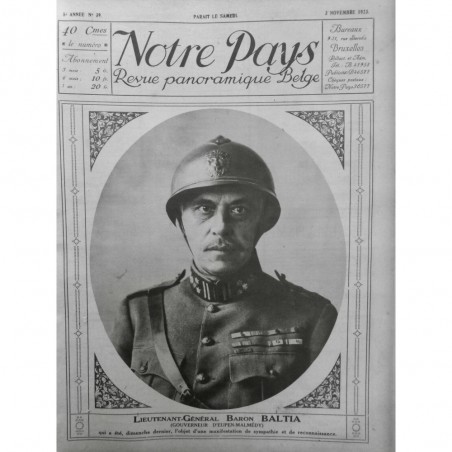 1923 NP BARON BALTIA GOUVERNEUR EUPEN-MALMEDY SOLDAT UNIFORME PORTRAIT