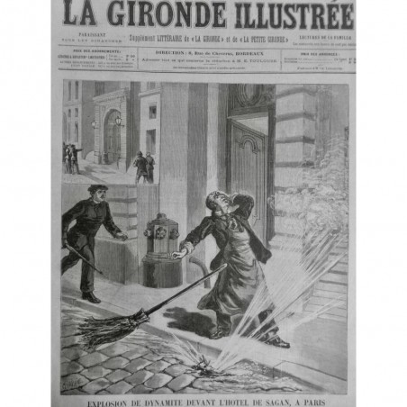 1892 GI DYNAMITE PARIS HOTEL SAGAN EXPLOSION CONCIERGE BALAI BOITE