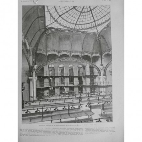 1897 I BIBLIOTHEQUE ECOLE DROIT SALLE LECTURE COUPOLE BANC TABLE