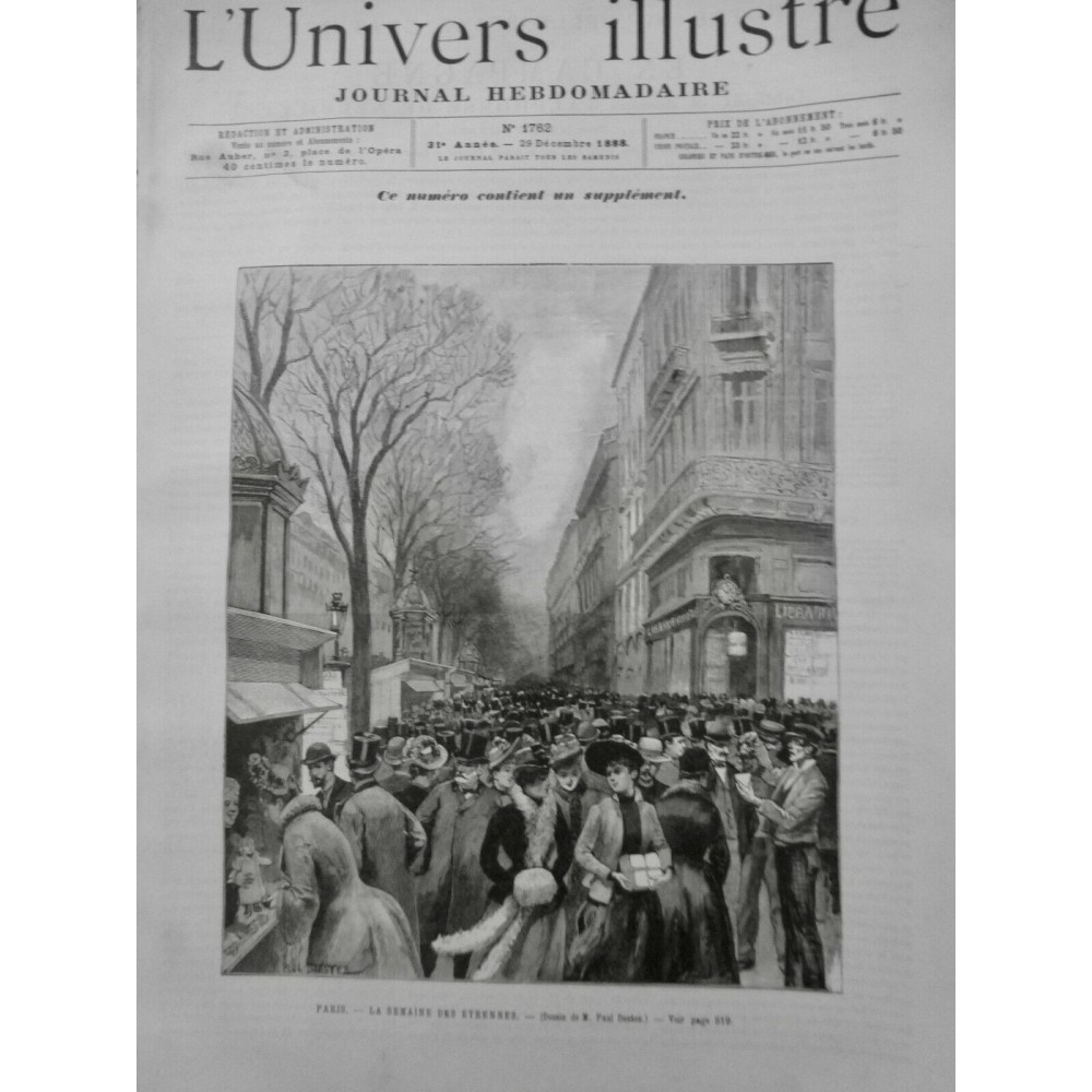 1888 UI PARIS SEMAINE ETRENNES CADEAU ENFANT FACTEUR CONCIERGE MARCHAND