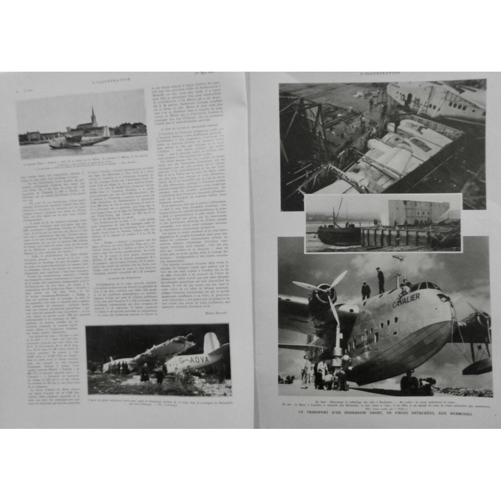 1937 I HYDRAVION ACCIDENT CAPRICORNE MONTAGNE SHORT TRANSPORT PIECES BERMUDES