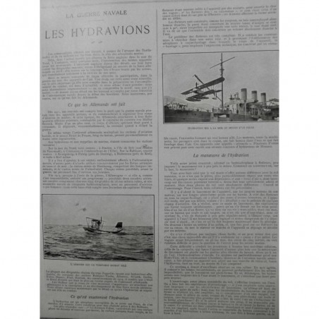 1915 PF HYDRAVION GUERRE NAVALE AERONEF MANOEUVRES AEROPLANE AMERRISSAGE