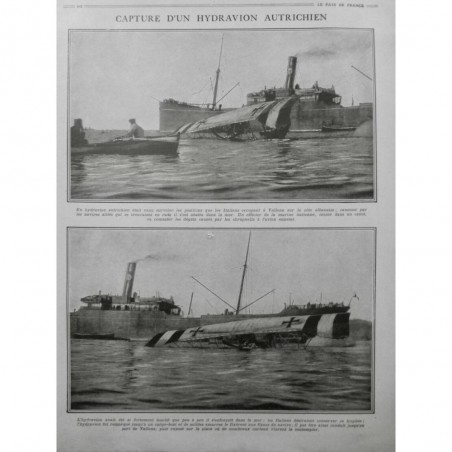 1916 PF HYDRAVION CAPTURE APPAREIL AUTRICHIEN REMORQUAGE CARGO-BOAT PORT VALLONA