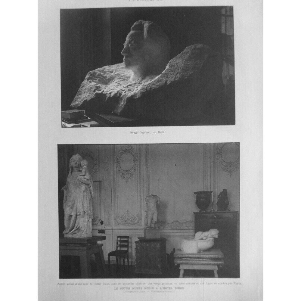 1914 I AUGUSTE RODIN MAITRE TETE MARBRE MOZART MUSEE HOTEL BIRON