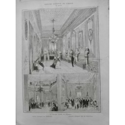 1875 UI THEATRE ODEON FOYER PERISTYLE BUVETTE SCULPTEUR BUSTE TABLEAUX