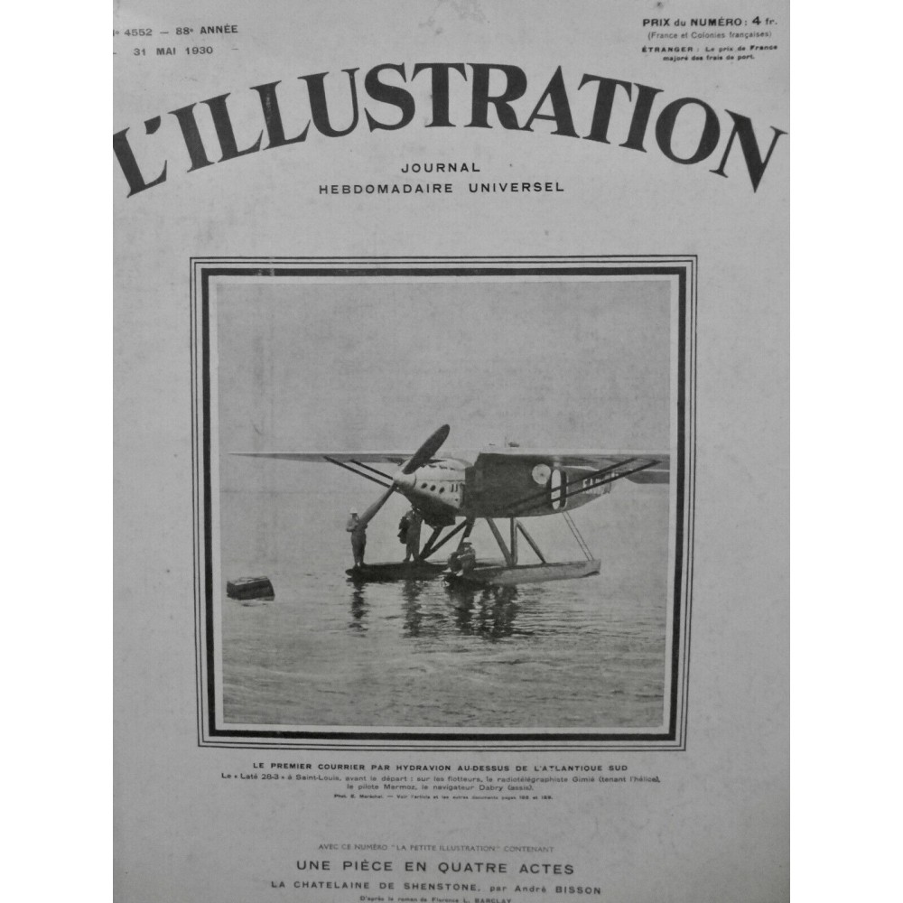 1930 I HYDRAVION ATLANTIQUE COURRIER FLOTTEUR RADIOTELEGRAPHISTE HELICE PILOTE