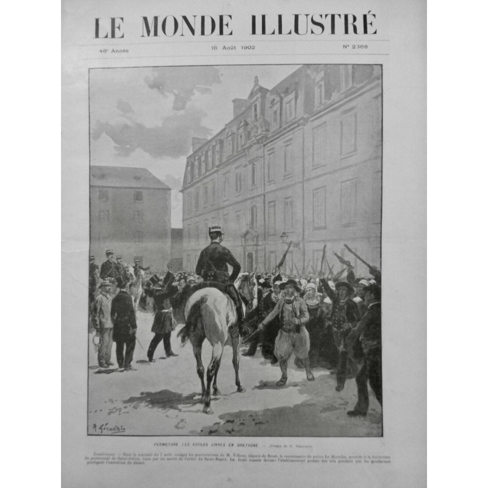 1902 MI BRETAGNE BRETON FERMETURE ECOLE LIBRE LANDERNAU VILLIERS MOERDES