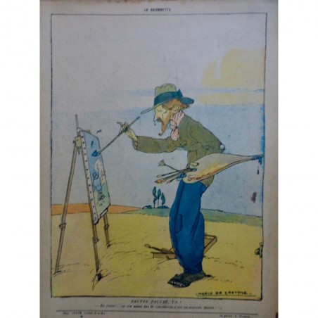 1918 DESSIN MARCO DE GAGTYME PEINTRE PAUVRETE TABLEAU CHEVALET