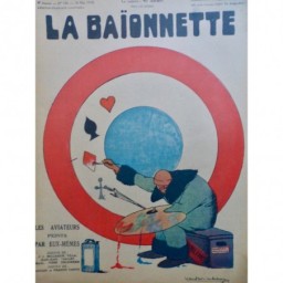 1918 DESSIN BELLAIGUE VILLA PEINTRE AVIATEUR CIBLE JEU CARTE FLECHE