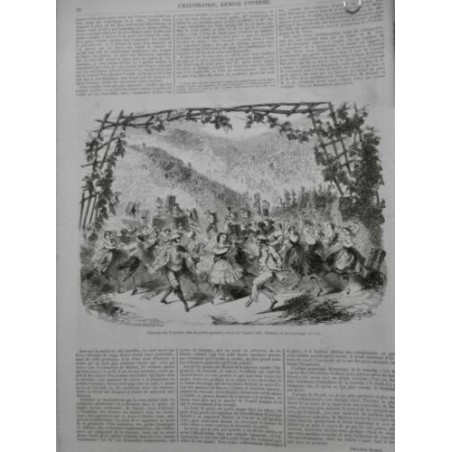 1858 I THEATRE VARIETES OHE PTITS AGNEAUX TABLEAU VENDANGE DANSE VIGNE