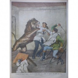 1911 DC CIRQUE DOMPTEUR LION AGRESSION ATTAQUE HOMME