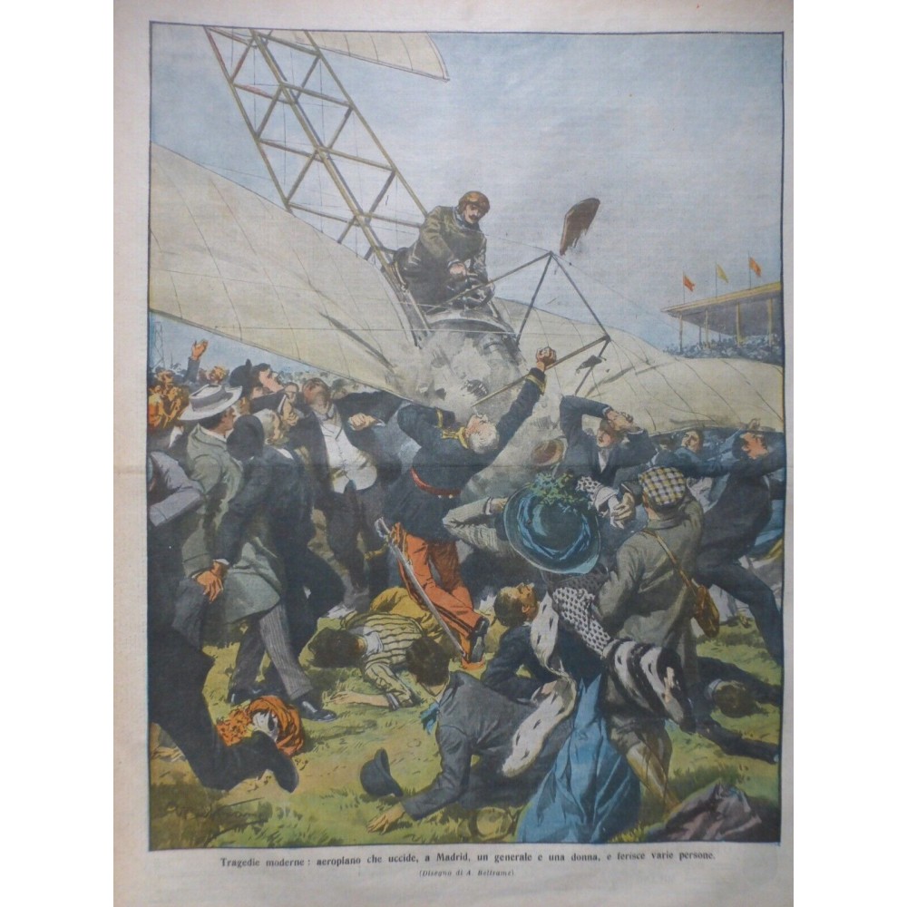 1911 DC AIR AVIATION MADRID ACCIDENT AVION VICTIME GÉNÉRAL BLESSES