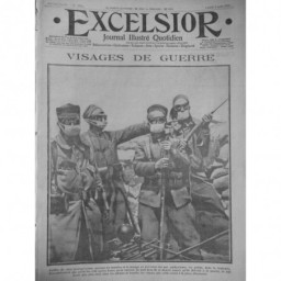 1915 E AOUT GUERRE SOLDAT CALOT PROTEGE CRÂNE LUNETTE MASQUE GAZ ASPHYXIANT