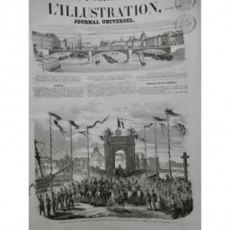 1858 I SAINT MALO VISITE EMPEREUR CORTEGE ARC TRIOMPHE ETENDARD PORT BATEAU