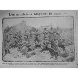 1915 E SEPTEMBRE GUERRE MUSICIENS INSTRUMENTS MUSIQUE MASQUE GAZ ASPHYXIANT