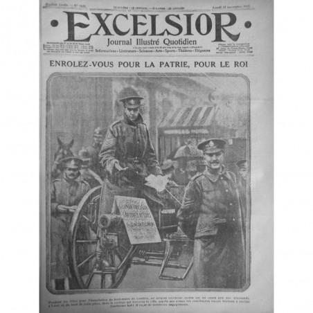 1915 E NOVEMBRE GUERRE LONDRES RECRUTEMENT CANON VOLONTAIRE PATRIE ROI