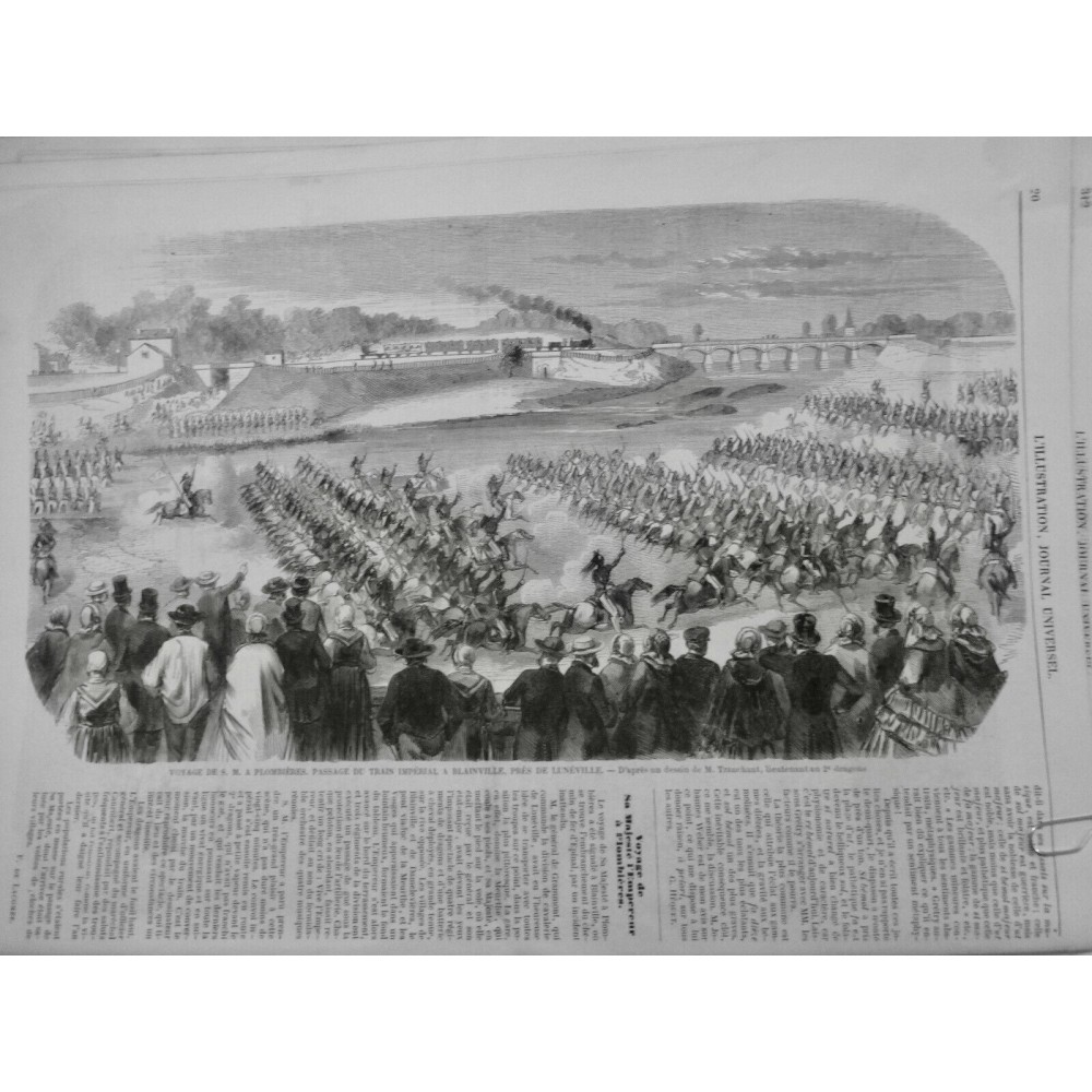 1858 I VOYAGE EMPEREUR PLOMBIERES PASSAGE TRAIN IMPERIAL BLAINVILLE CAVALERIE