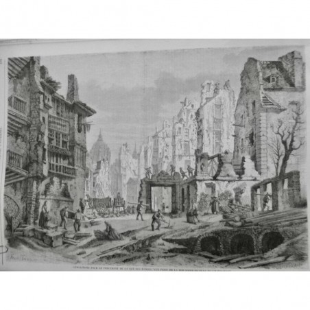 1858 I PARIS DEMOLITION PERCEMENT RUE ECOLES PIOCHE OUVRIERS FELIX THORIGNY