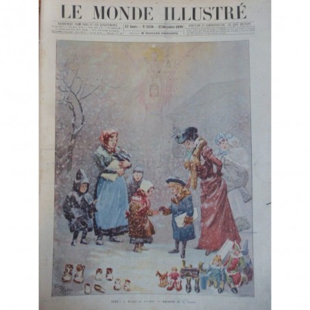 1899 MI ENFANTS NOEL RICHES PAUVRES  AQUARELLE G.REDON