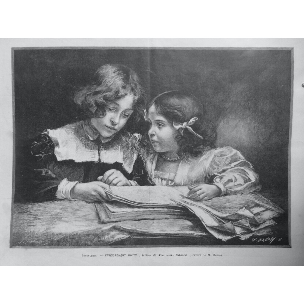 1902 MI ENFANTS ENSEIGNEMENT MUTUEL TABLEAU MLLE.JENIKA CABARRUS