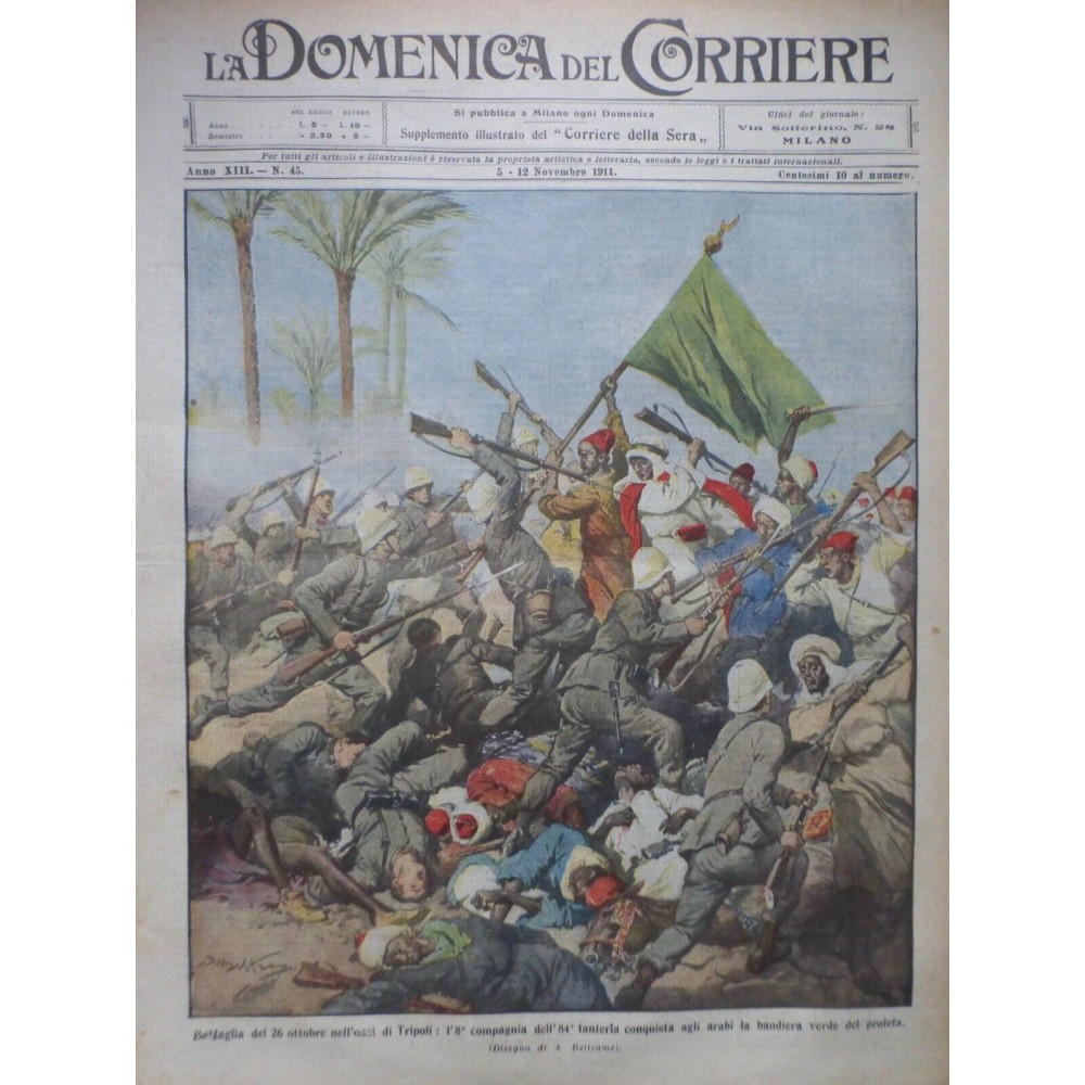 1911 DC GUERRE ITALIE TURQUIE LYBIE TRIPOLI COMBAT CONQUETE DRAPEAU VERT PROPHET