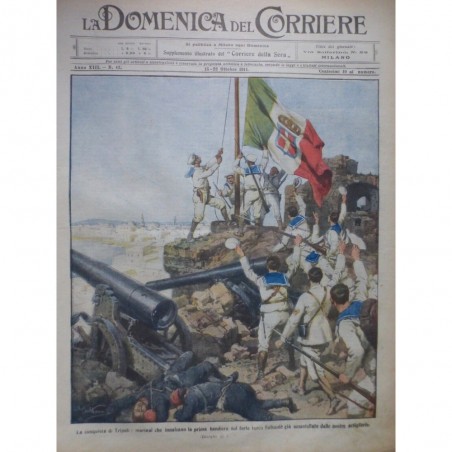 1911 DC GUERRE ITALIE TURQUIE LYBIE TRIPOLI MARIN FORT TURC SULTANIE DRAPEAU