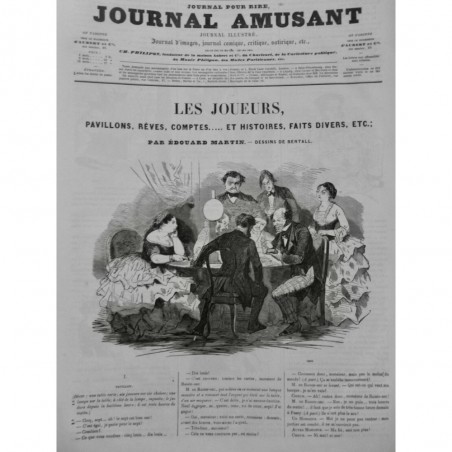 1856 JA CASINO TABLE VERTE JOUEURS CARTES CAGNOTTE LAMPE