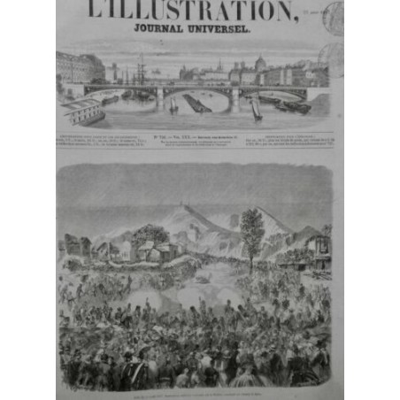 1857 I FETE 15 AOUT THEATRE EXTERIEUR CHAMP MARS PANTOMINE MILITAIRE