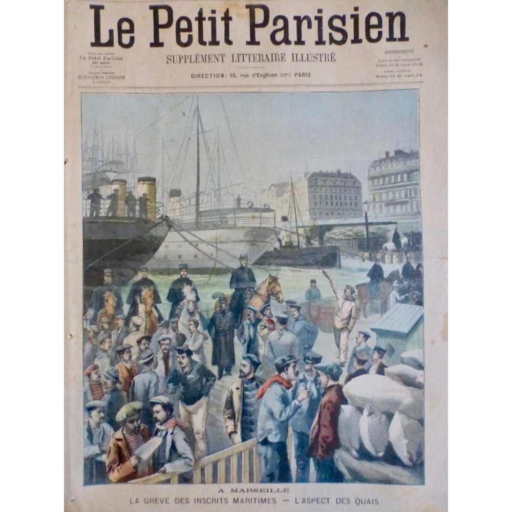 1902 PP MARSEILLE GREVE INSCRITS MARITIMES QUAI NAVIRE MARIN BRIGADIER