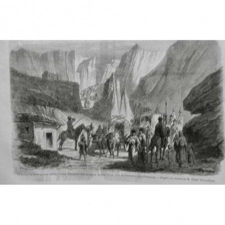 1867 I CAUCASE EMIGRATION TCHETCHEN CONVOI EMIGRANT GORGE DEVE-BOINON MONTAGNE