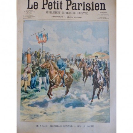 1902 PP CAVALERIE CHEVAL CAVALIER RAID BRUXELLES OSTENDE