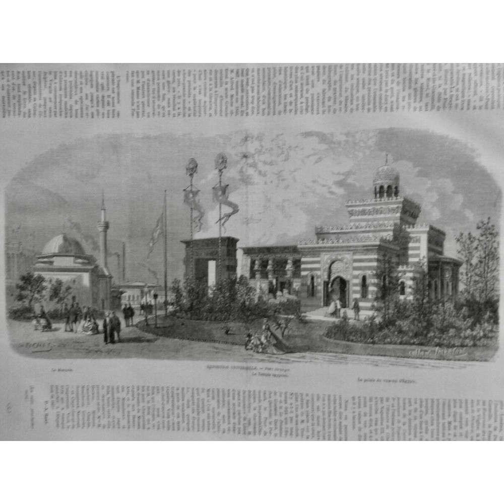 1867 I TEMPLE EGYPTE PALAIS VICE ROI MOSQUEE VISITE CHAPON ECRITURE 3 JOURNAUX