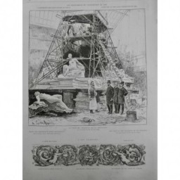 1889 EI EXPOSITION MONUMENT STATUE VISITE PRESIDENT REPUBLIQUE ATELIER VIDAL