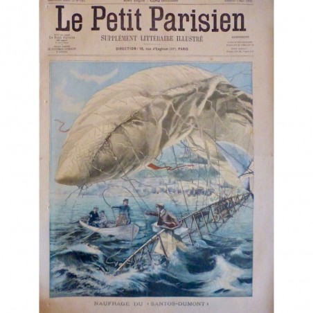 1902 PP AVIATION AERONAUTIQUE BALLON DIRIGEABLE SANTOS DUMONT NAUFRAGE MER